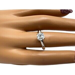 Engagement Solitaire Ring Asscher Cut CZ Gemstone solid 925 Sterling Silver sz 8